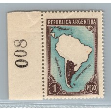 ARGENTINA PROCERES Y RIQUEZAS 1 ESTAMPILLA SIN FILIGRANA NUEVA MINT GJ 812 CON BORDE DE HOJA NUMERADO U$ 5.85 +